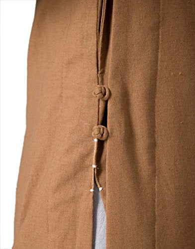 ZanYing Men's Long Gown Traditional Buddhist Meditation Monk Robe - color: Brown S31, size: X-Large