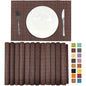 Set of 12 Pcs Bamboo Placemats Natural Anti-Slip Bamboo Placemats Washable Heat-Resistant Table Mats for Dining Room and Kitchen(Chocolate) - color: Chocolate, size: Set of 12