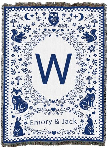 Pure Country Weavers Woodland Creatures Blanket - Personalized - Custom Gift Tapestry Throw Woven from Cotton - Made in The USA (72x54) - color: Woodland Creatures Blanket