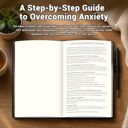 Guided Anxiety Journal for Women & Men – Cognitive Behavioral Therapy (CBT) Journal with Mindfulness Prompts, Anti-Anxiety Techniques, Overthinking & Brain Dump Journals – A Thoughtful Gift for Mental Health & Wellness - color: Black