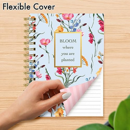 Designer Greetings, Designer Papers Flex Cover Journal with Elastic Band, Bloom Isolated Florals Design - 320 Pages (6” x 8.25”) - Back-to-School Supplies, Creative Writing, Personal Notes - style: "Bloom" Isolated Florals