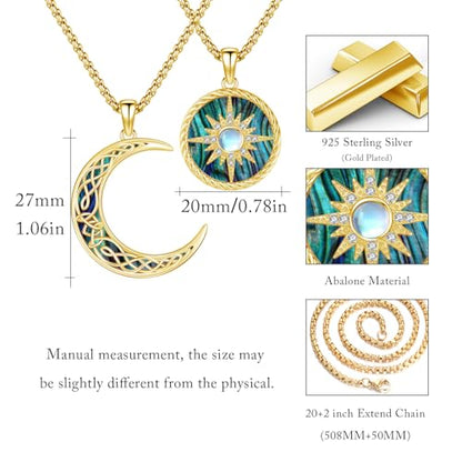 Yin Yang Necklaces for Women Men 925 Sterling Silver Pendant Necklace Yin Yang Jewelry for Women Men Couples - style: Sun moon#9