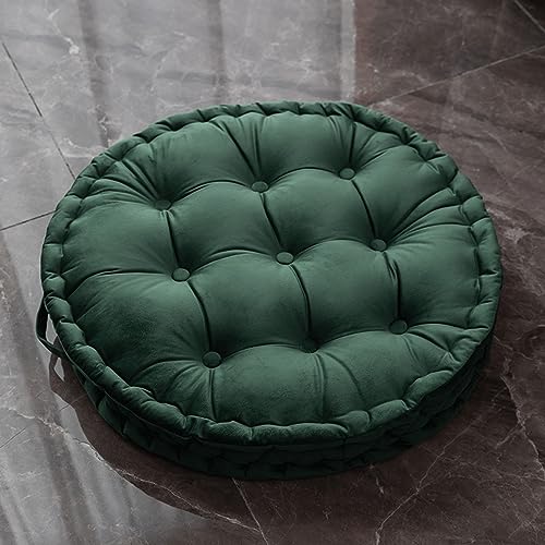 Meditation Cushion Large Velvet Floor Pillow, Round Floor Pillow with Handle, Soft Comfy Seat Cushion for Yoga Living Room Sofa Balcony Outdoor(23.6"x23.6",Dark Green) - color: Dark Green