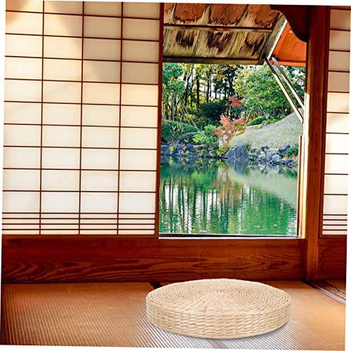 GLEAVI Natural Woven Japanese Style Cushion Round Meditation Seating Pad for Home Yoga Thickness for Floor Use Relaxation