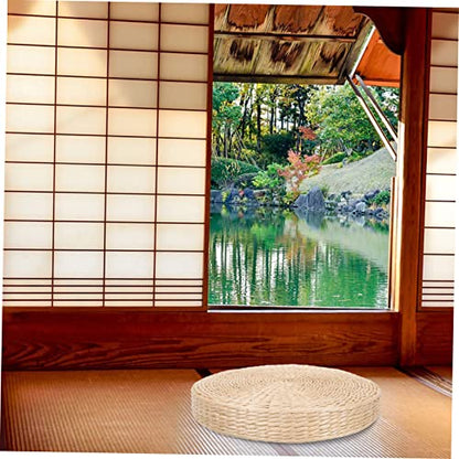 GLEAVI Natural Woven Japanese Style Cushion Round Meditation Seating Pad for Home Yoga Thickness for Floor Use Relaxation