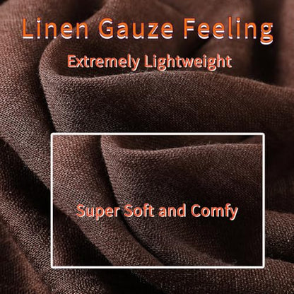 Harewom Lightweight Gauze Linen Feeling Shawl Wraps for Women Beach Summer Scarf for Evening Wedding Dresses - color: Shawl Wraps - Brown