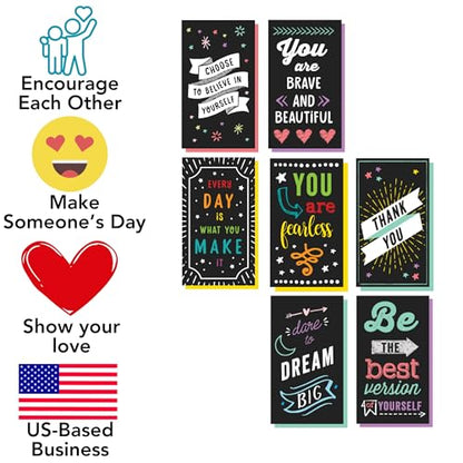 Iconikal 200-Count Inspirational, Motivational Sayings 3.5x2-inch Mini Quote Cards, Blank Back Give Gratitude, Appreciation, Kindness & Encouragement