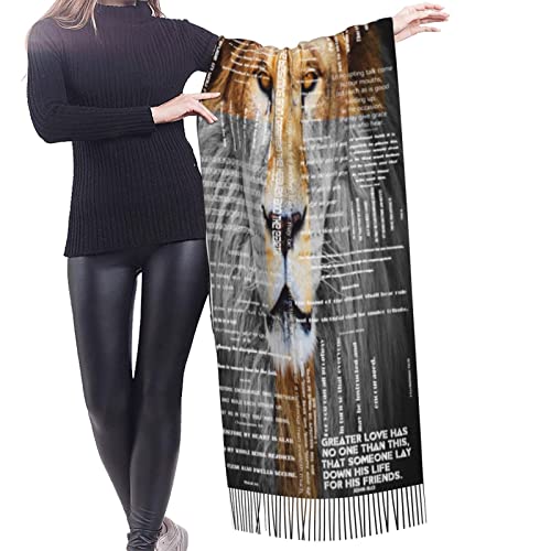 Bible Verse Christian Lion Prayer Religious Scarf Pashmina Shawls Wraps Evening Dress Bridesmaid Wedding Bridal Scarves - color: Inspirational