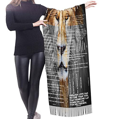 Bible Verse Christian Lion Prayer Religious Scarf Pashmina Shawls Wraps Evening Dress Bridesmaid Wedding Bridal Scarves - color: Inspirational
