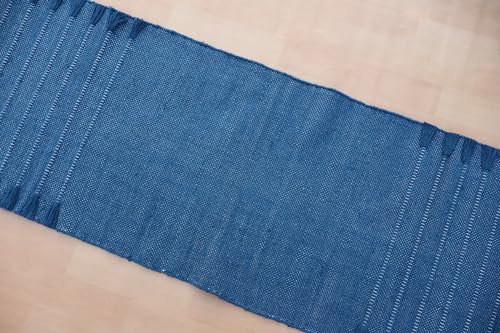 Jaipur art & Rugs Organic Cotton Yoga Mat - Eco-Friendly Hand-Woven Rug - Non Slip & Thick (24”x72”x5mm) for Everyday Fitness at Home - Comfortable Extra-Long - color: Blue