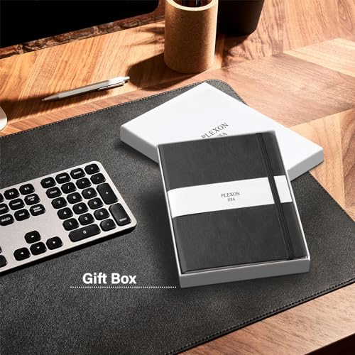 Plexon Dotted Journal Notebook, Notebook Journal 160 Pages, Dotted Notebook Medium 5.7 inches x 8 inches, 120 GSM Thick Paper, Black, Hardcover - color: Black, style: Dotted