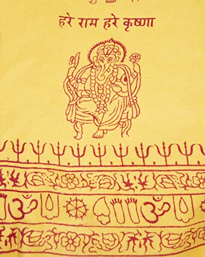 Yoga Scarf Meditation Shawl Large Wrap Hindu Prayer Stole OM Ganesha print - color: Yellow