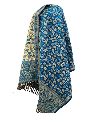 LUXURY HANDMADE LEAF PRINTSKY BLUE COLOUR Yak Wool Shawl OVERSIZED MEDITATION Blanket stole unisex Travel Wrap STUDY BLANKET