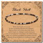 BONNY BOXX Natural Genuine Gemstone Faceted Round Beads Bracelets, 3mm Adjustable Stretchy Tiny Faceted Black Tourmaline Bracelet, Healing Crystal Reiki Chakra Dainty Jewelry Fashion Gifts - color: Black Shell
