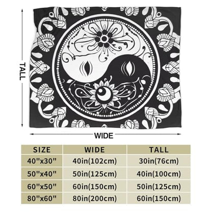 Yin and Yang Mandala Buddhism Reversible Flannel Throw Blanket- Ultra Soft Lightweight for Bed, Sofa, Travel & Camping 50"X40" Inch - size: 50"x40"