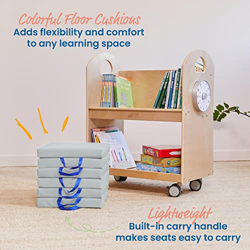 ECR4Kids SoftZone Floor Cushions, Square, Flexible Seating, Light Grey, 6-Piece - color: Light Grey