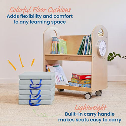 ECR4Kids SoftZone Floor Cushions, Square, Flexible Seating, Light Grey, 6-Piece - color: Light Grey