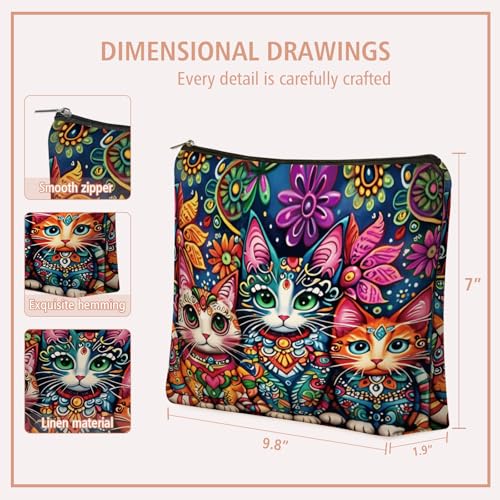 Mom Bohemian Cat Makeup Bag Gift: Cute Boho Cats Themed Cosmetic & Toiletry Organizer Pouch For Daughters, Sisters, Friends,Teen Girls & Women.Ideal Gift For Travel, Birthdays. - style: Boho Cat