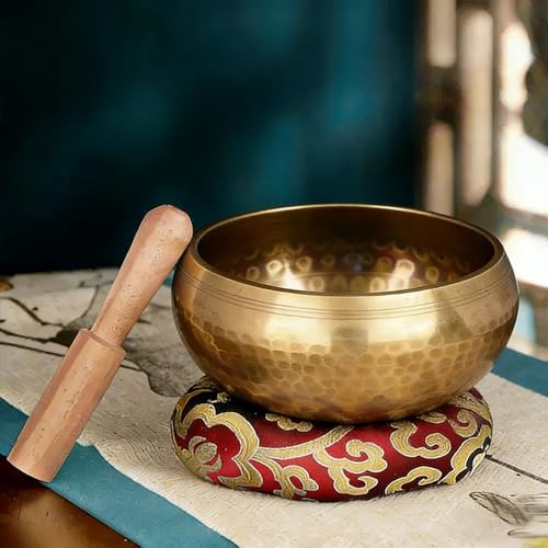 1 Set Singing Bowl Set - Authentic Hand-Adjusted Music Bowl with Cushion & Wooden Mallet - Ideal for Yoga, Relaxation, and Sound Healing