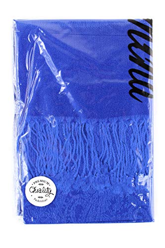 PASKMLNA Paisley Jacquard Pashmina Shawl Wrap Scarf Stole - color: Royal Blue