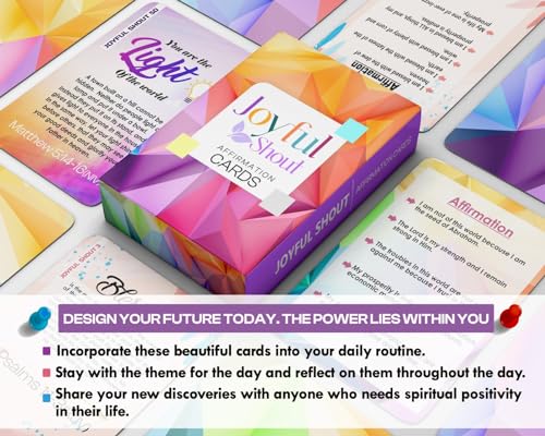 Joyful Shout Affirmation Cards - 260 Powerful Affirmations, 52 Unique Verses To Dream Big, Elevate Purpose, for Success Mindset and Stress Relief