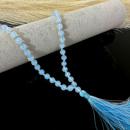 Certified Opalite 108 Beads meditation mala Jaap Mala Knotted Prayer Necklace, 108 Beads Mala Necklace For Yoga, Heart Chakra Necklace