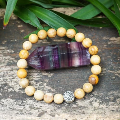 Single-pack of pure gemstone bracelets… - color: 8MM-Palo Santo-Silver