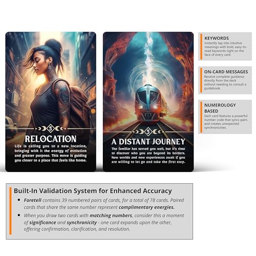 Foretell: The Energy Forecasting Oracle by River Aether - A Modern Tarot Alternative for Psychic Clarity - 78 Oracle Cards with Keywords and Meanings on Them for Beginners to Advanced Readers