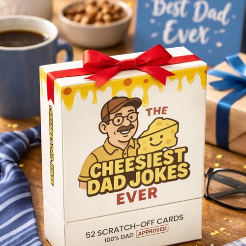 Scratch-Off Dad Joke Cards - Extra Funny Gift for Dad from Daughter, Son or Wife - Father's Day Gag Gifts for Men, Stocking Stuffers, White Elephant Gifts (52 Cards) - style: Dad Jokes (Most Popular)