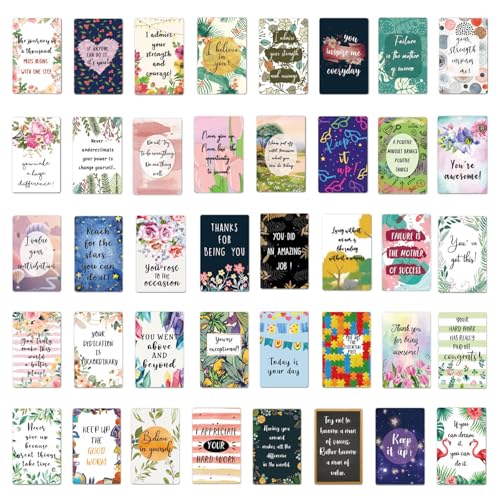 72PCS Inspirational Cards for Women & Men - Motivational Affirmation Cards with Blank Backs, Encouragement Gift for Self-Care, Office, Bookmark, Pockets
