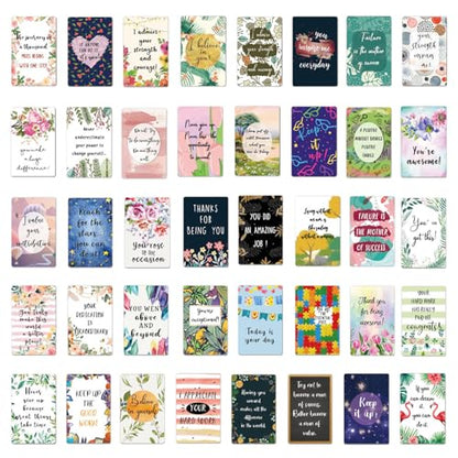 72PCS Inspirational Cards for Women & Men - Motivational Affirmation Cards with Blank Backs, Encouragement Gift for Self-Care, Office, Bookmark, Pockets
