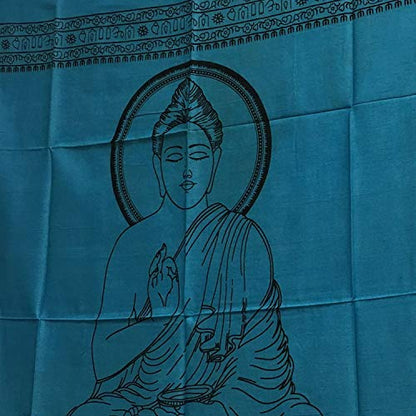 Buddha Indian Cotton Yoga Meditation Prayer Altar Cloth (40" x 40") (Turquoise) - color: Turquoise
