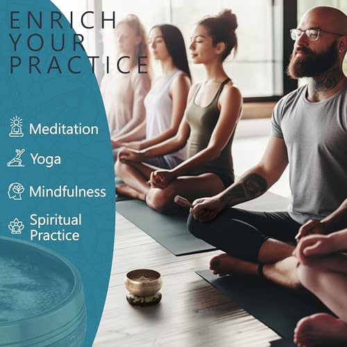 Silent Mind Tibetan Singing Bowl Set – Easy to Play & Beginner Friendly Meditation Bowl with Cushion, Mallet & Case | Stress Relief & Mindfulness | Gift-Ready - color: Matte Gold, size: With Case