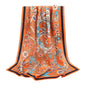 100% Pure Mulberry Silk Scarf 35" Large Square Lightweight Headscarf –Women’s Hair Wraps-With Gift Packed - color: Floral-orange