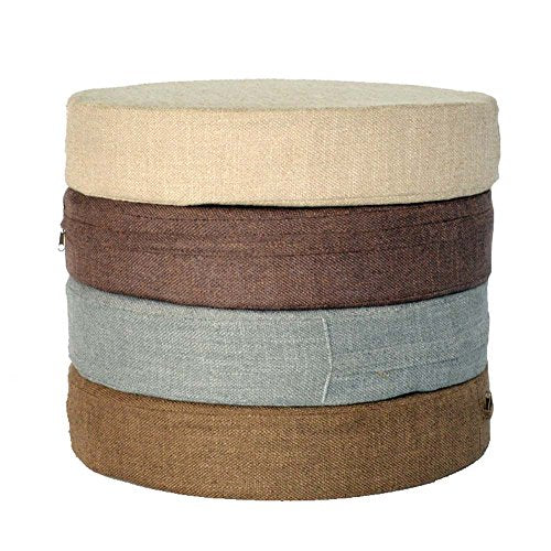 FANCY PUMPKIN [Embroidery Lotus] Buddhist Seat Mat Yoga Meditation Floor Pillow Zafu, Light Gray