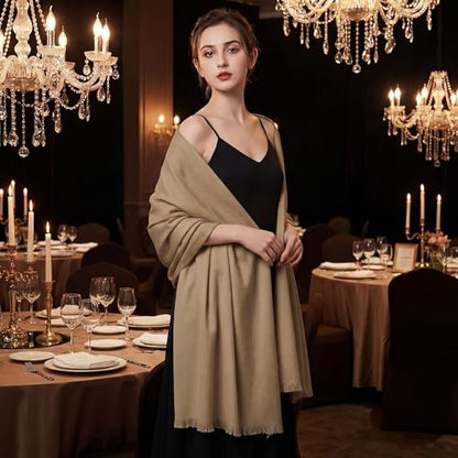 Pashmina shawls and wraps for Evening Dresses Scarf for Women Winter Shawl Wraps for Women Weedings - color: Camel-8