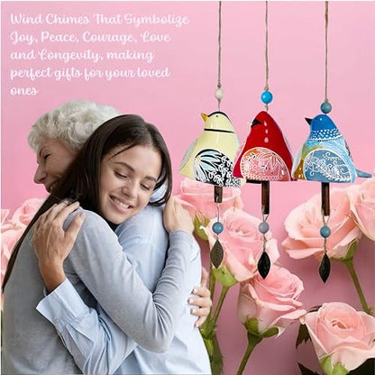 Cute Ceramic Wind Chimes for Outside and Indoor, Memorial Windchime with Soothing Melodic Tones, Gifts for Mom, Garden Patio Balcony Home Decor Hanging Windchimes (Single Bird-Silver)