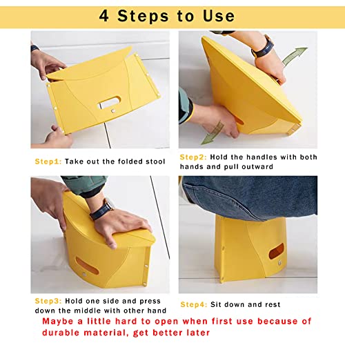 Folding Portable Camping Hiking Stool, Lightweight Collapsable Foldable Chair for Travel Gathering BBQ Subway Library Backpacking Outdoor Ultralight Mini (Yellow) - color: Yellow