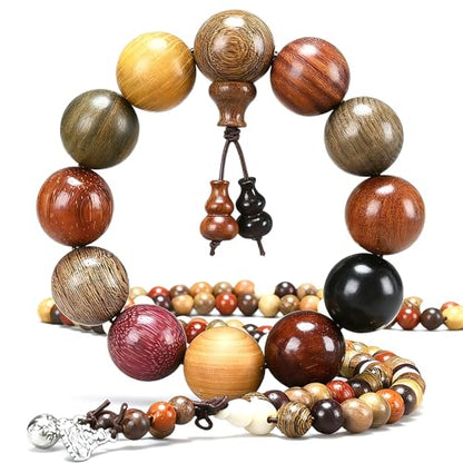 Handcrafted Wooden Bead Bracelet Multi-Color Prayer Bracelet,1pc/pack - style: Dia.20mmX12pcsJingGong