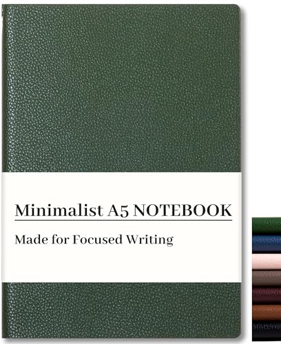 CAGIE Lined Journal Notebook for Men & Women,176 Pages A5 Medium Size, Softcover Leather Journals for Writing, College Ruled Notebook for Work & School, 100 GSM Thick Paper (5.7'' x 8.3'') (Green) - color: Green, size: 1 Pack