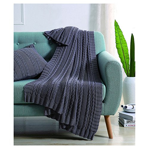 VCNY Home - Throw, Soft & Cozy Cotton Blanket, Cable Knit Home Decor (Dublin Grey, 50" x 70") - color: Grey