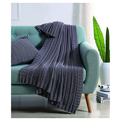 VCNY Home - Throw, Soft & Cozy Cotton Blanket, Cable Knit Home Decor (Dublin Grey, 50" x 70") - color: Grey
