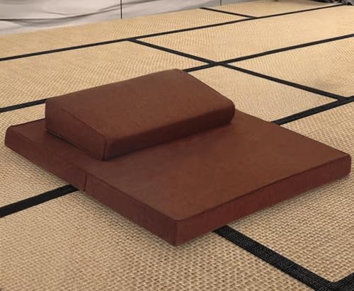 Large Meditation Cushion Mat Set Thick Yoga Mat Bolster Floor Pillows Seating for Adults Upgraded Meditation Accessories(Size:60x60cm(24x24inch),Color:Coffee Color-2) - color: Coffee Color-2, size: 60x60cm(24x24inch)