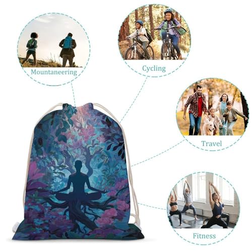 Meditation Yoga Roots Branches Leaves Canvas Backpack for Men Women String Gym Shoulder Bag Hiking Travel Daypack - size: 35x50cm