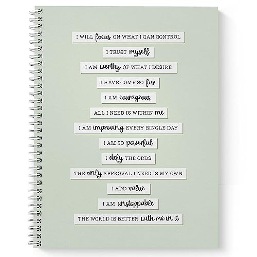 Gotcha Covered Notebooks Positive Self Talk Spiral Notebook / 8.5" x 11" Journal / 120 Wellness Tracking Pages/Durable Gloss Laminated Softcover/White Wire-o Spiral Binding/Made in the USA - style: Positive Self Talk