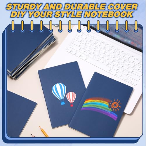 100 Pcs Journals Notebooks Bulk - Kraft Softcover A5 Small Notebooks 5.5 Inch x 8.3 Inch Notepads with 60 Page 30 Sheet for Writing Sketch Travel Office Supplies(Navy Blue,Lined) - color: Navy Blue, style: Lined