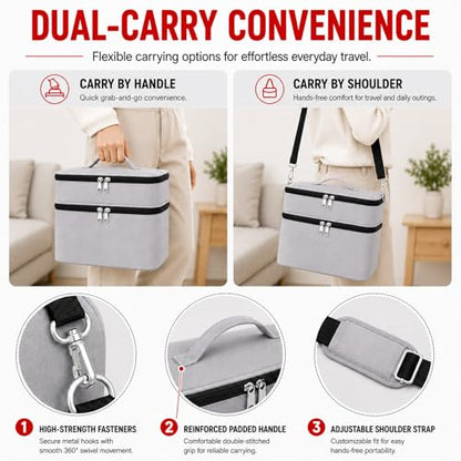 Bevegekos Storage Carrying Bag for Tonies 2 Starter Set, for 25+ Toniebox Characters, Charging Station & Headphone, Case Only (Large, Grey) - color: Grey