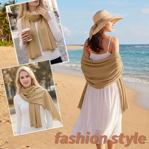 Pashmina shawls and wraps for Evening Dresses Scarf for Women Winter Shawl Wraps for Women Weedings - color: Camel