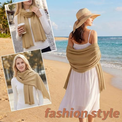 Pashmina shawls and wraps for Evening Dresses Scarf for Women Winter Shawl Wraps for Women Weedings - color: Camel