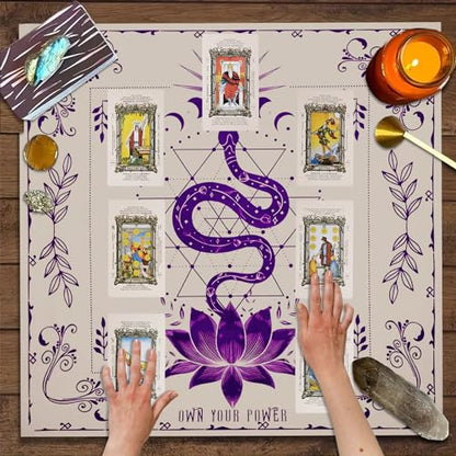 Knana Tarot Altar Cloth Silk Mat for Reading - Witchcraft Accessories with Tarot Card Bag (Purple Snake) - color: Purple Snake